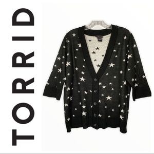 Torrid | Black & White Star Cardigan Sweater